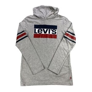 Levi's Boys Gray Logo T-Shirt Size Small Lrg Long Sleeve Casual Tee‎ Youth Kids